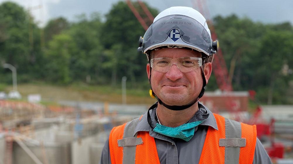 澳门足彩app Superintendent Bobby Bradley on a construction site.